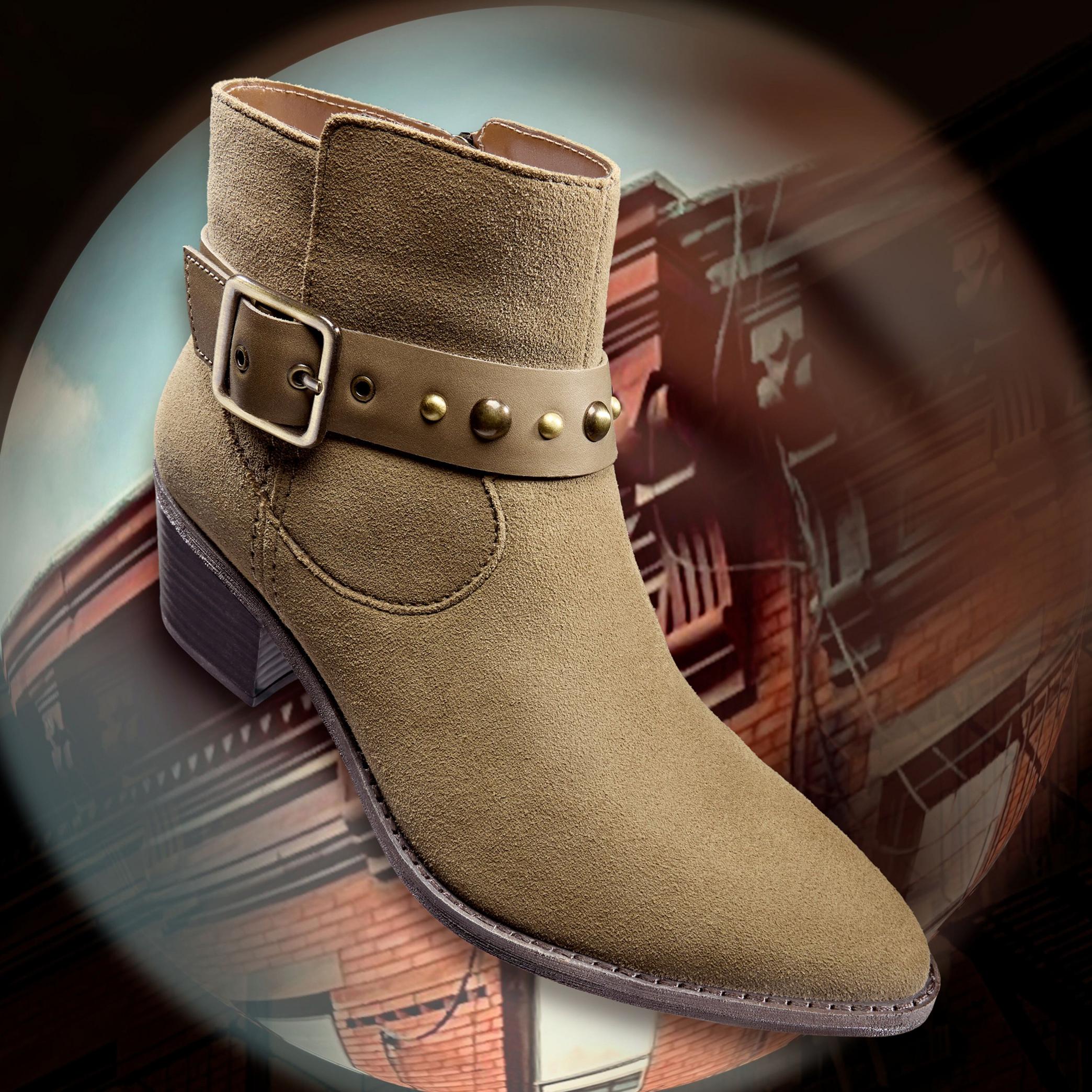 Morzine Buckle Dark Sand Suede